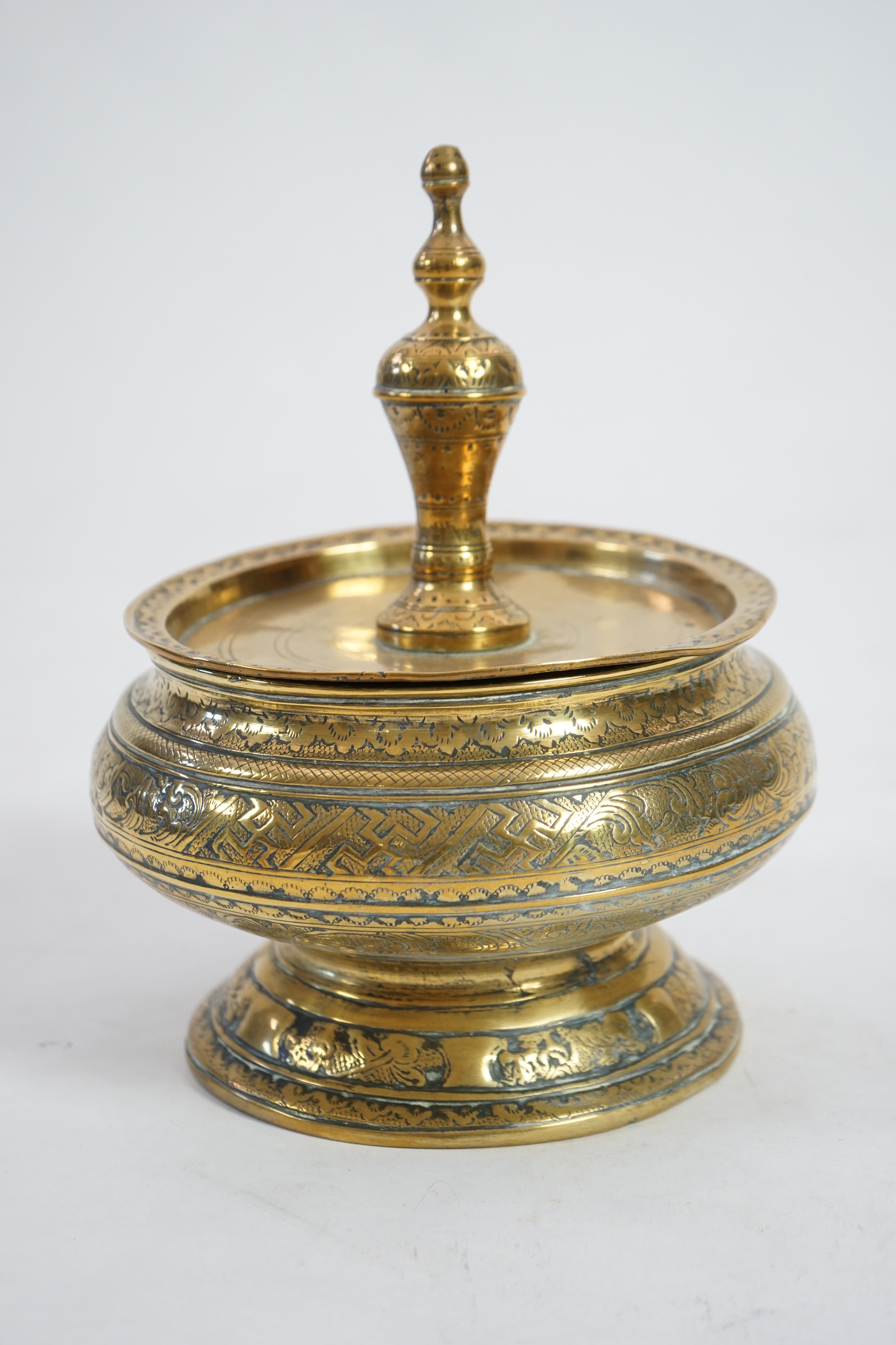 A 19th century Burmese bronze Offering bowl and cover